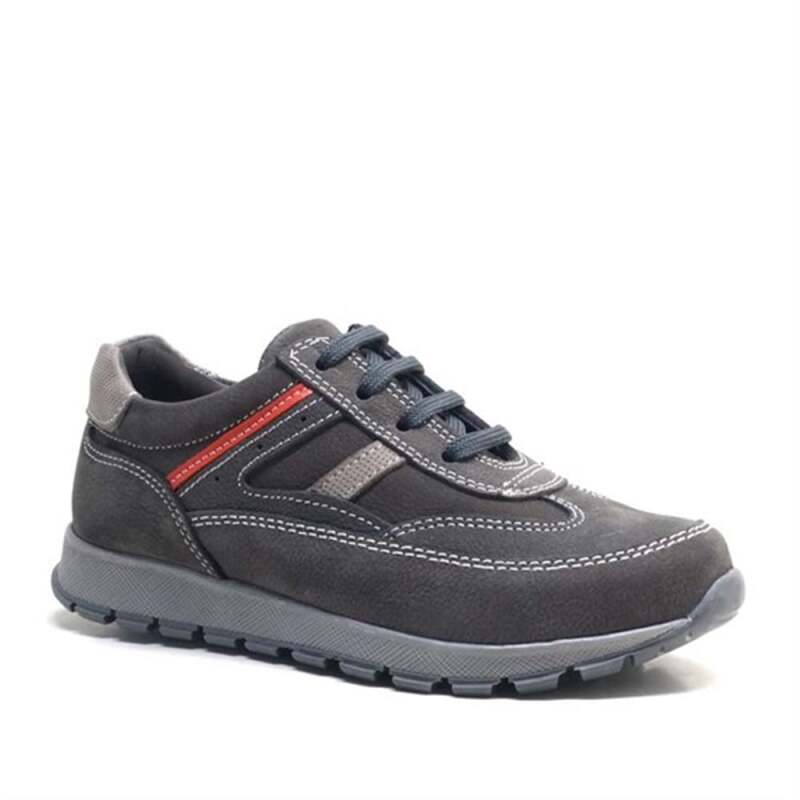 Rakerplus Genuine Leather Grey Lace-up Boys' Athletic Shoes - Rakerplus