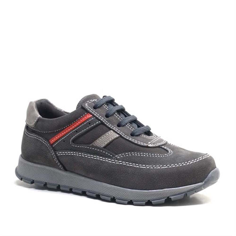Rakerplus Genuine Leather Grey Lace-up Boys' Athletic Shoes - 1