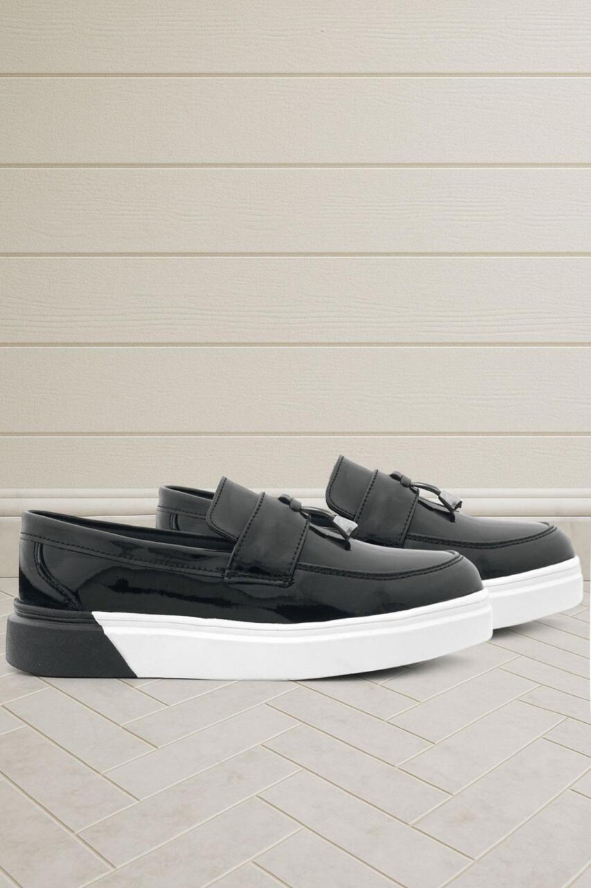 Rakerplus Black Patent Leather Buckle Kids' Classic Shoes - 1