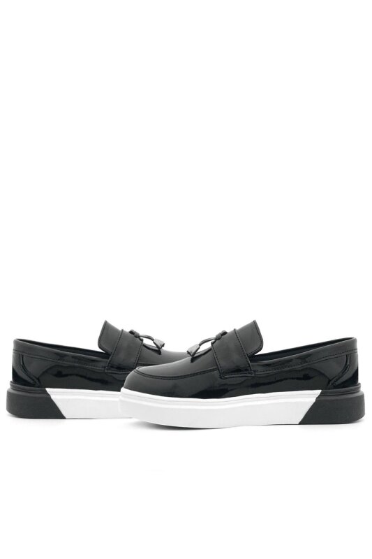 Rakerplus Black Patent Leather Buckle Kids' Classic Shoes - 8