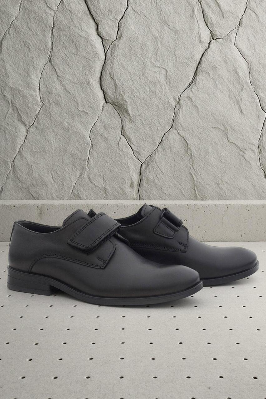 Rakerplus Genuine Leather Black Velcro Oxford Kids' Shoes - 1