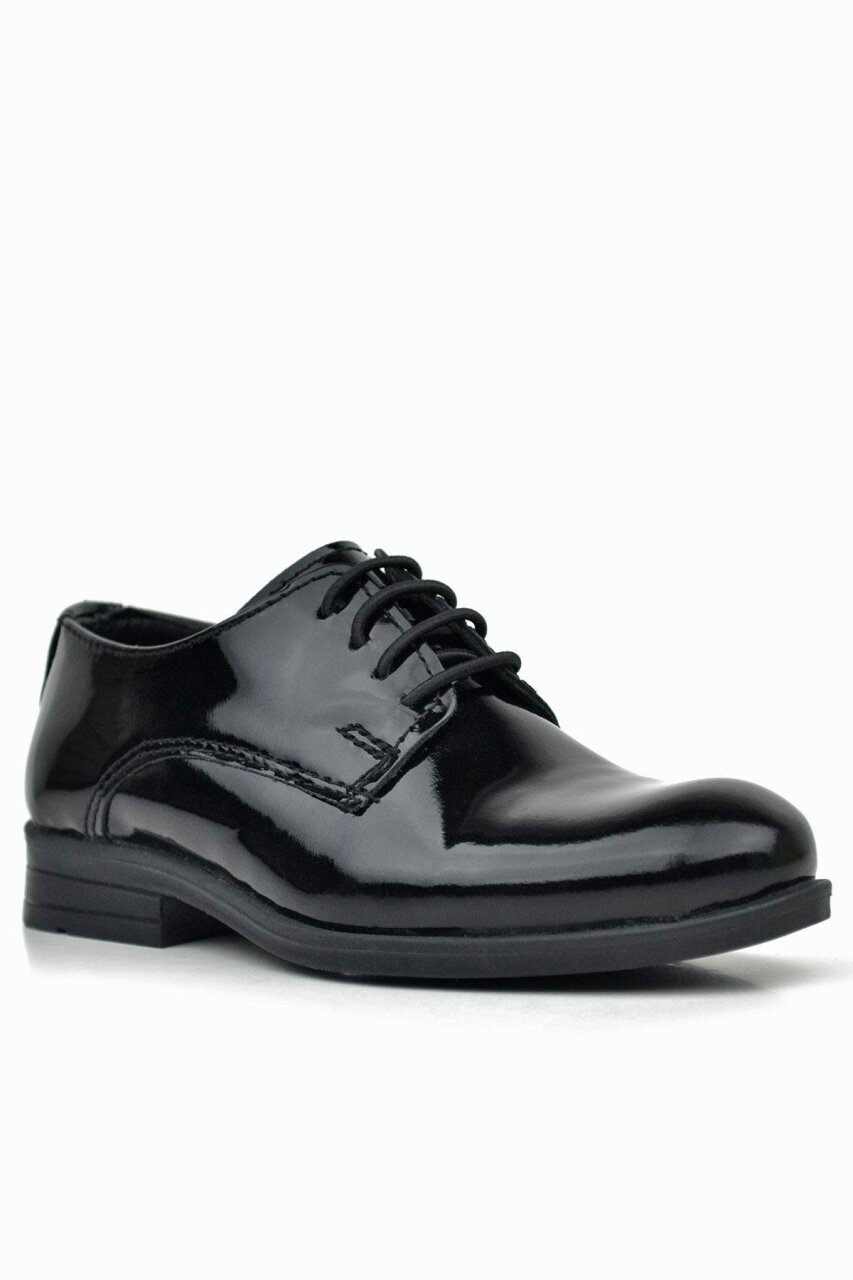 Rakerplus Genuine Leather Black Patent Leather Lace-up Oxford Kids School Shoes - 1