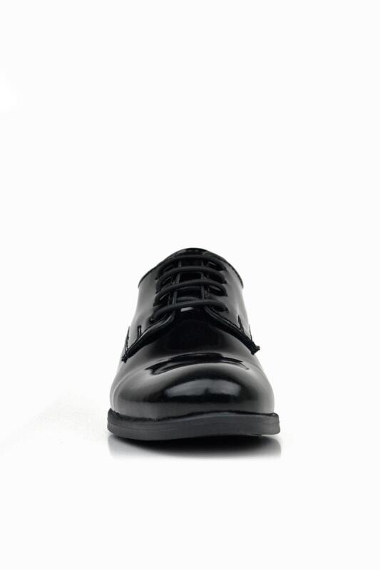 Rakerplus Genuine Leather Black Patent Leather Lace-up Oxford Kids School Shoes - 2