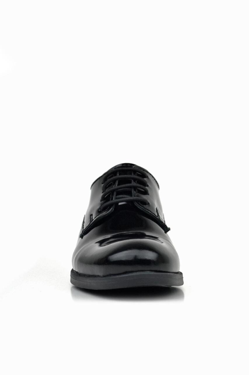 Rakerplus Genuine Leather Black Patent Leather Lace-up Oxford Kids School Shoes - 2