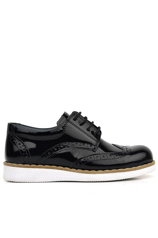 Rakerplus Hydra Genuine Leather Black Patent Leather Lace-up Classic Boys' Shoes - 2