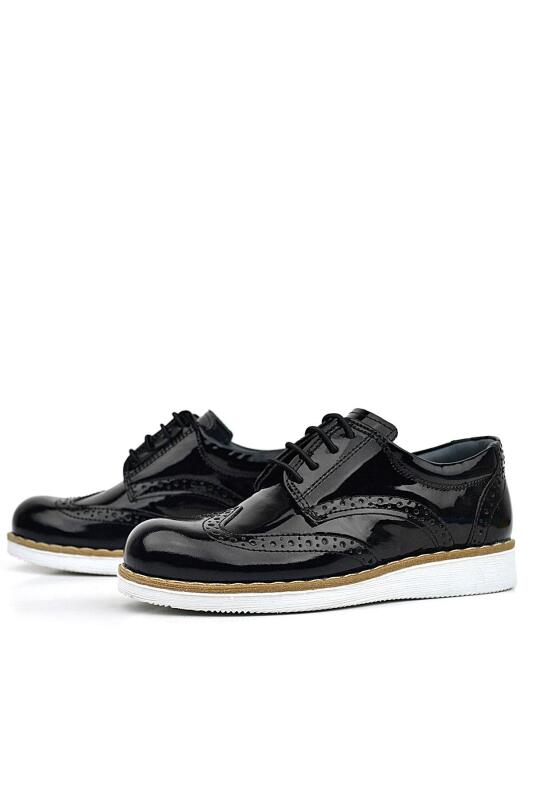 Rakerplus Hydra Genuine Leather Black Patent Leather Lace-up Classic Boys' Shoes - 4