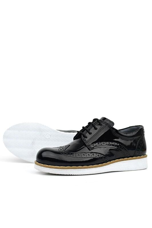 Rakerplus Hydra Genuine Leather Black Patent Leather Lace-up Classic Boys' Shoes - 5