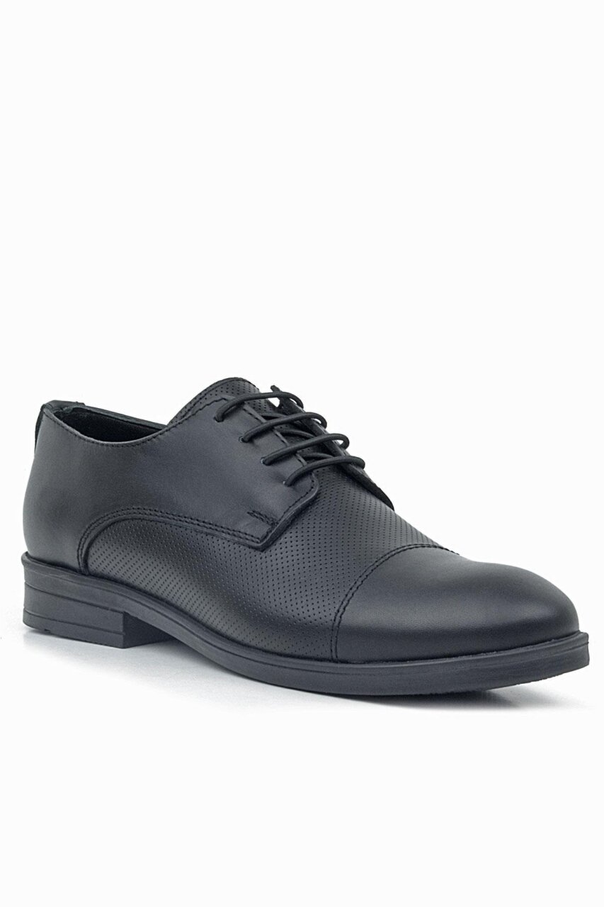 Rakerplus Genuine Leather Black Lace-up Kids' Oxford Classic Shoes - 1