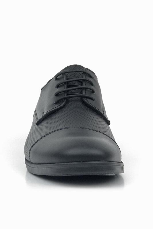 Rakerplus Genuine Leather Black Lace-up Kids' Oxford Classic Shoes - 3