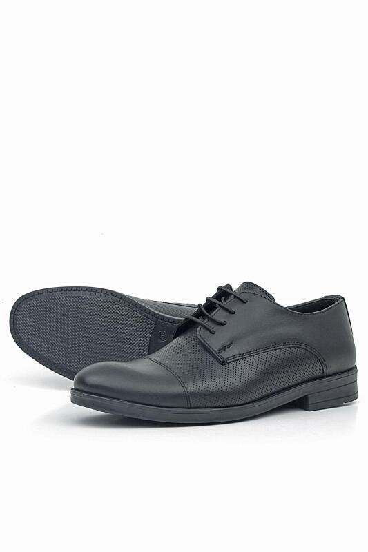 Rakerplus Genuine Leather Black Lace-up Kids' Oxford Classic Shoes - 5