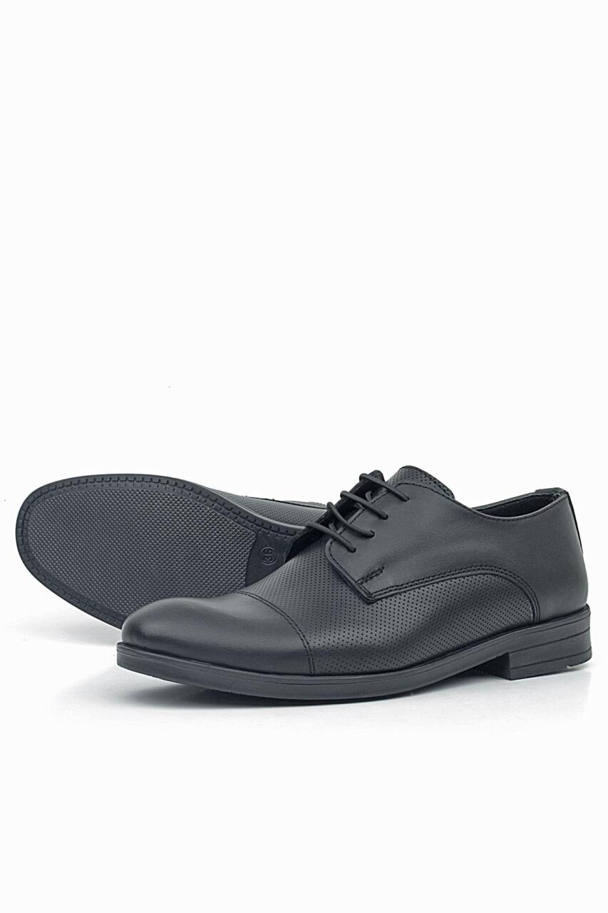 Rakerplus Genuine Leather Black Lace-up Kids' Oxford Classic Shoes - 5