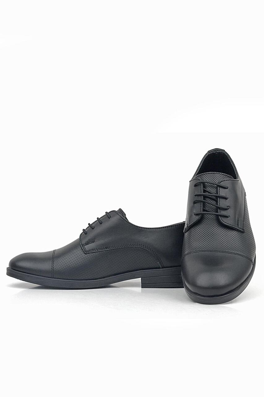 Rakerplus Genuine Leather Black Lace-up Kids' Oxford Classic Shoes - 6