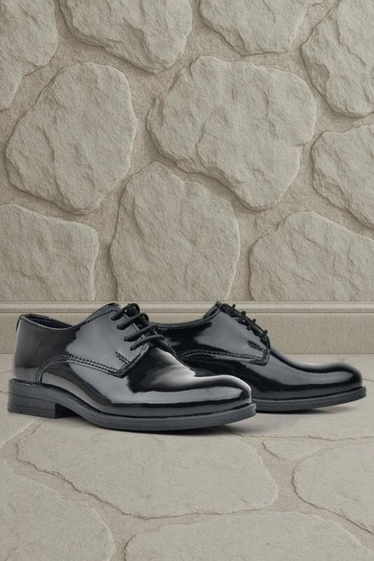 Rakerplus Siyah Rugan Bağcıklı Oxford Çocuk Okul Ayakkabısı - Rakerplus