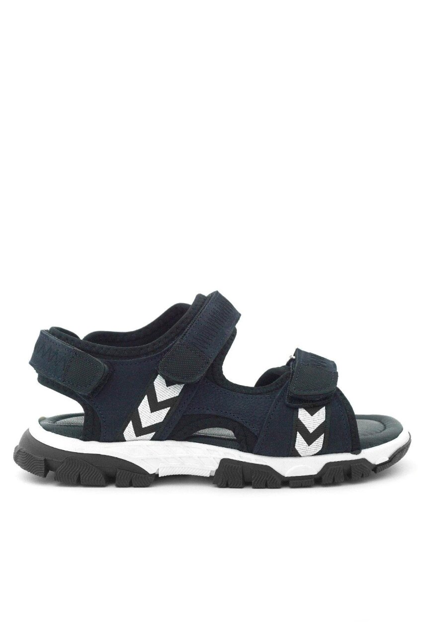 Genuine Leather Navy Blue and Black Velcro Boys' Sandals - 3