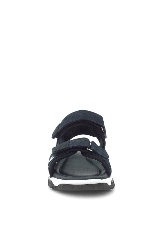 Genuine Leather Navy Blue and Black Velcro Boys' Sandals - 4
