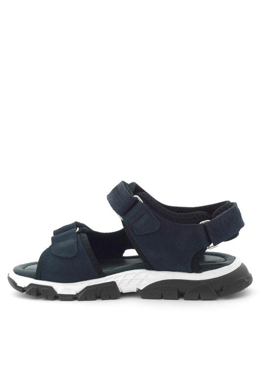 Genuine Leather Navy Blue and Black Velcro Boys' Sandals - 5