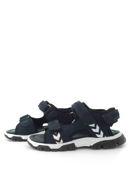 Genuine Leather Navy Blue and Black Velcro Boys' Sandals - 6