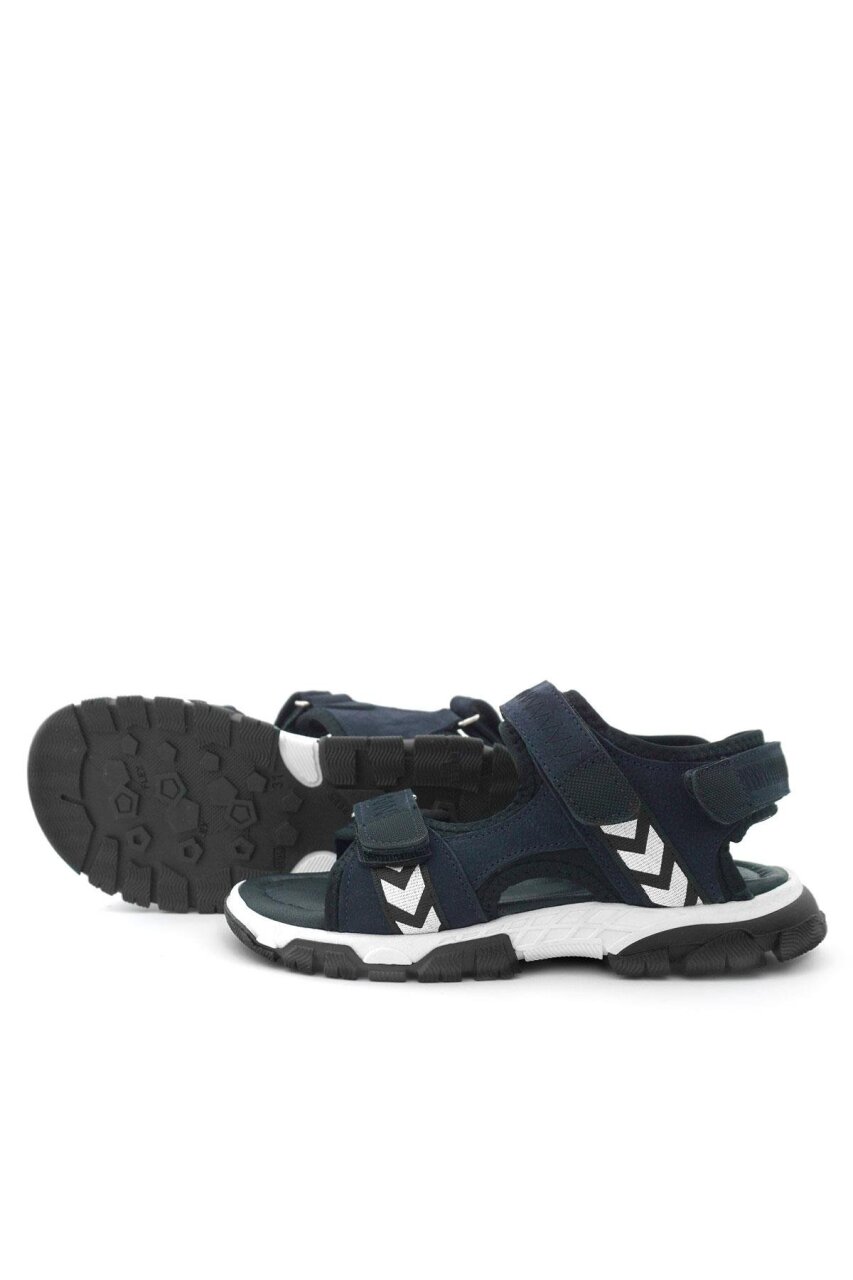 Genuine Leather Navy Blue and Black Velcro Boys' Sandals - 7