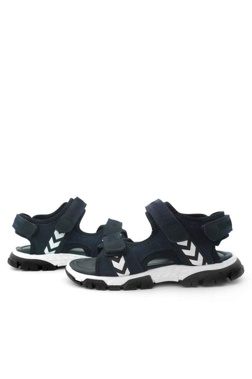 Genuine Leather Navy Blue and Black Velcro Boys' Sandals - 8