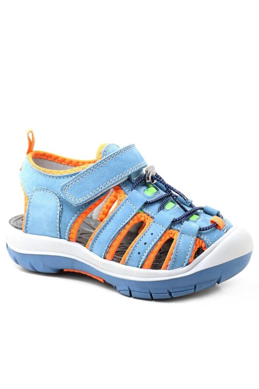 Rakerplus Genuine Leather Blue Orange Kids Sandals - Rakerplus