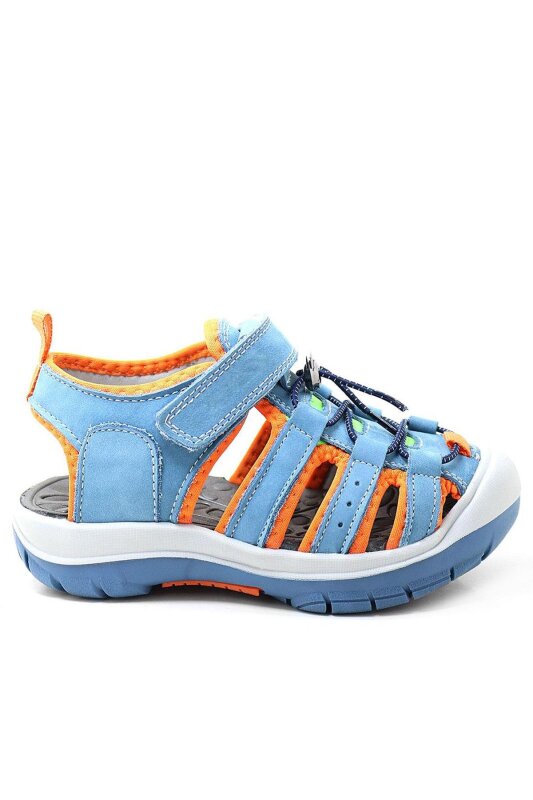 Rakerplus Genuine Leather Blue Orange Kids Sandals - 2