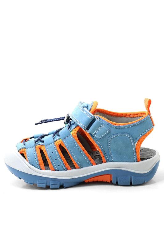 Rakerplus Genuine Leather Blue Orange Kids Sandals - 3