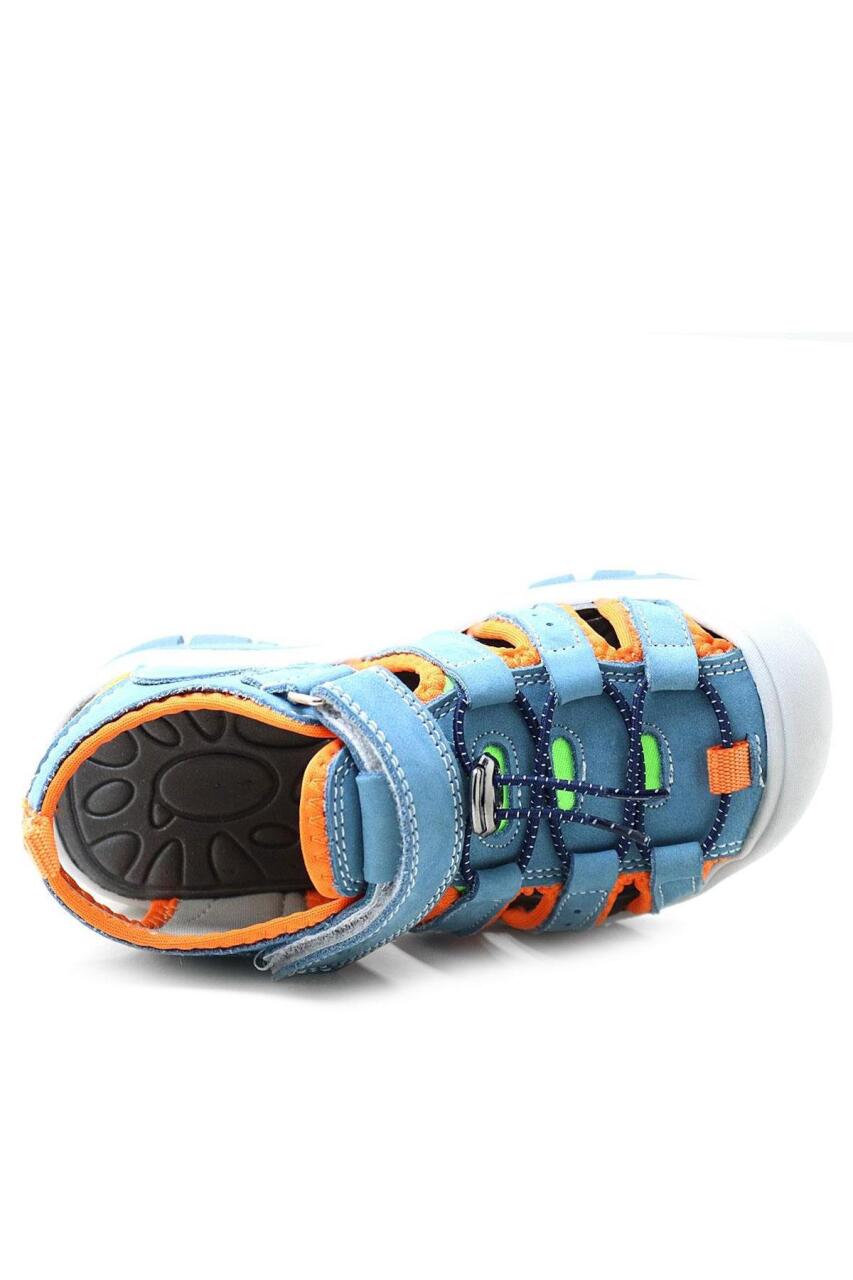 Rakerplus Genuine Leather Blue Orange Kids Sandals - 6