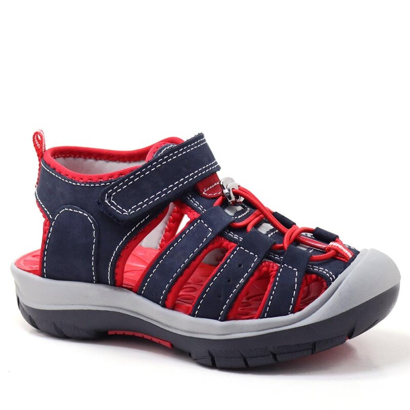 Rakerplus Genuine Leather Navy Blue and Red Kids' Sandals - Rakerplus