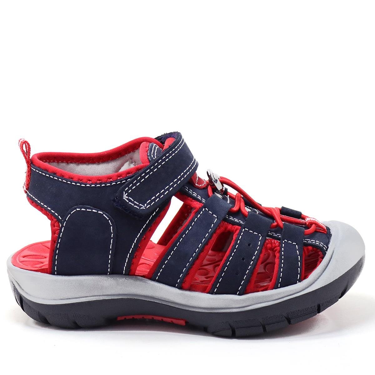 Rakerplus Genuine Leather Navy Blue and Red Kids' Sandals - 2