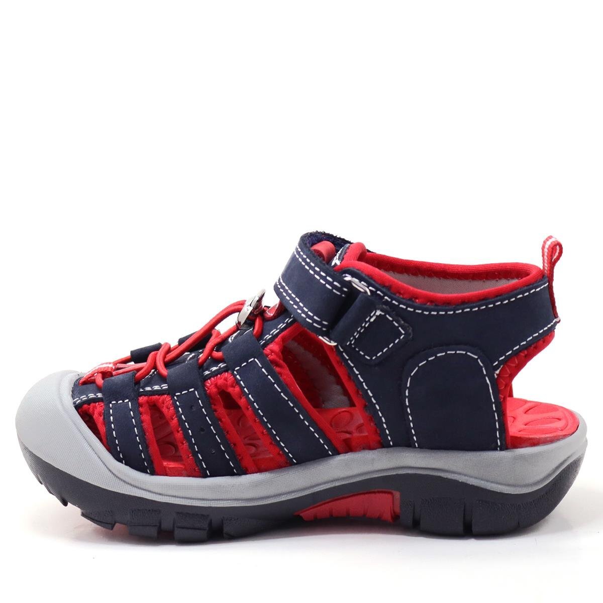 Rakerplus Genuine Leather Navy Blue and Red Kids' Sandals - 3
