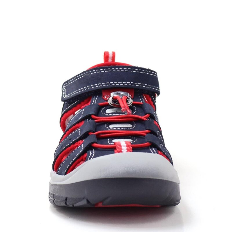 Rakerplus Genuine Leather Navy Blue and Red Kids' Sandals - 4