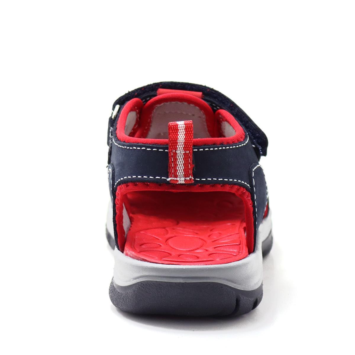 Rakerplus Genuine Leather Navy Blue and Red Kids' Sandals - 5