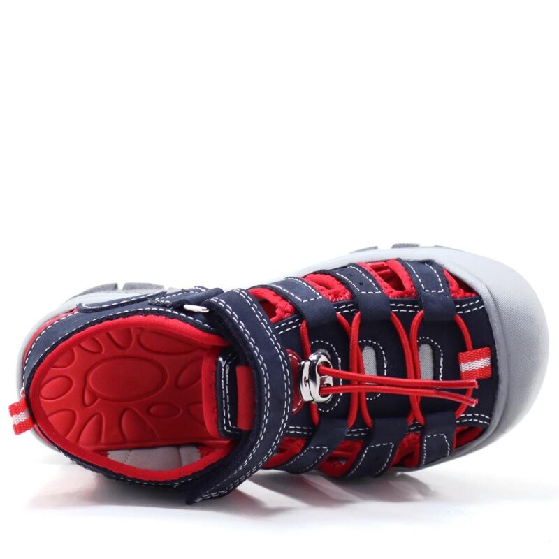 Rakerplus Genuine Leather Navy Blue and Red Kids' Sandals - 6