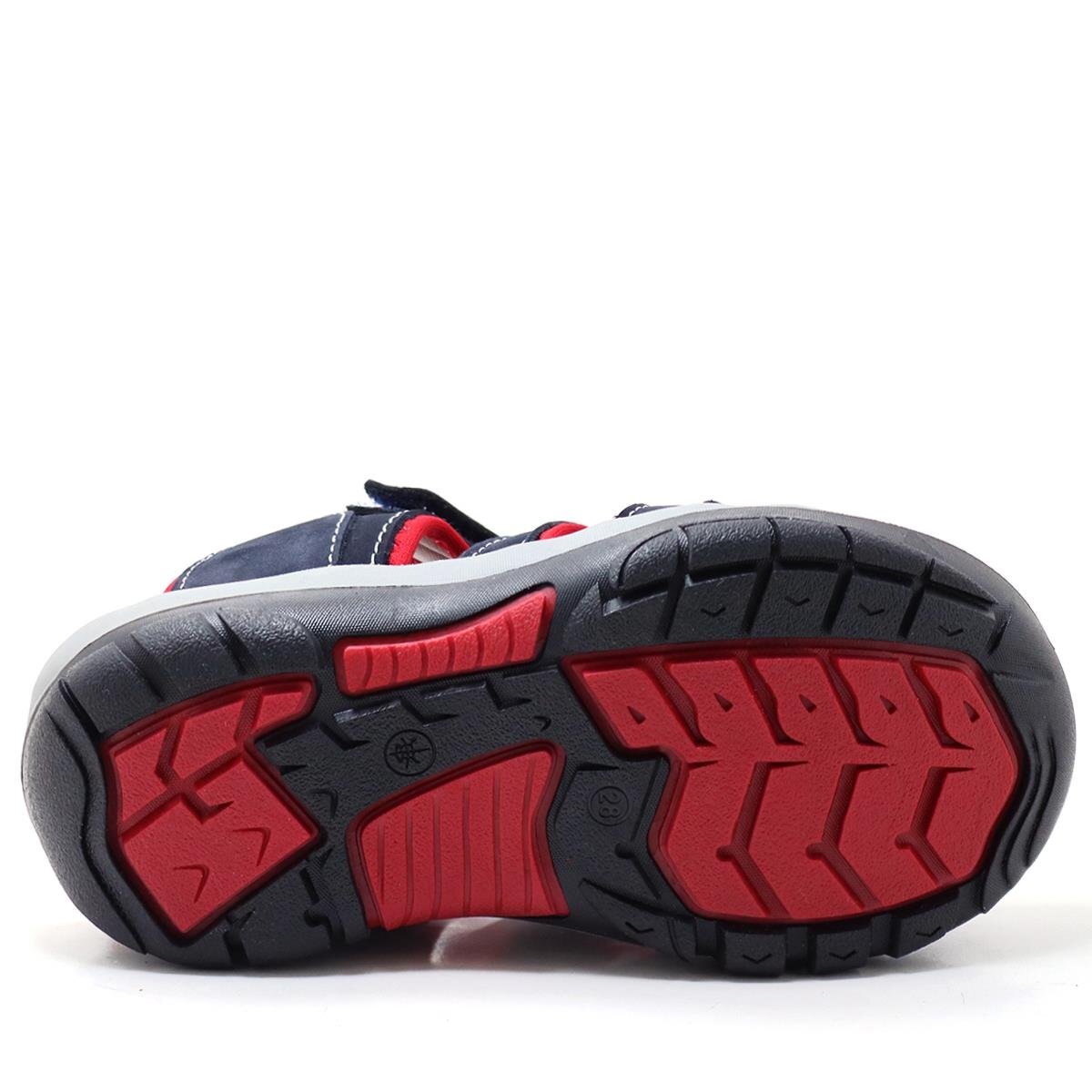 Rakerplus Genuine Leather Navy Blue and Red Kids' Sandals - 7