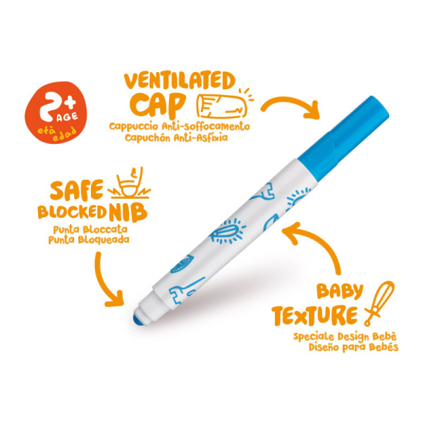 أقلام تلوين كاريوكا جامبو بيبي فائقة الغسل، عبوة من 6 أقلام، مناسبة للأطفال من عمر سنتين فما فوق - 2