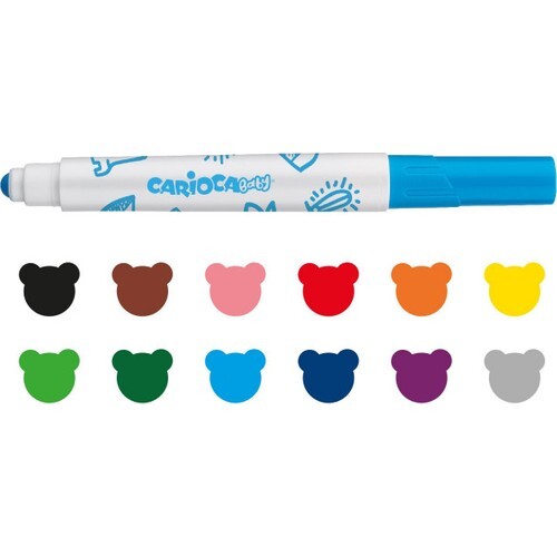 أقلام تلوين كاريوكا جامبو بيبي فائقة الغسل برأس لباد، ١٢ قطعة - 2