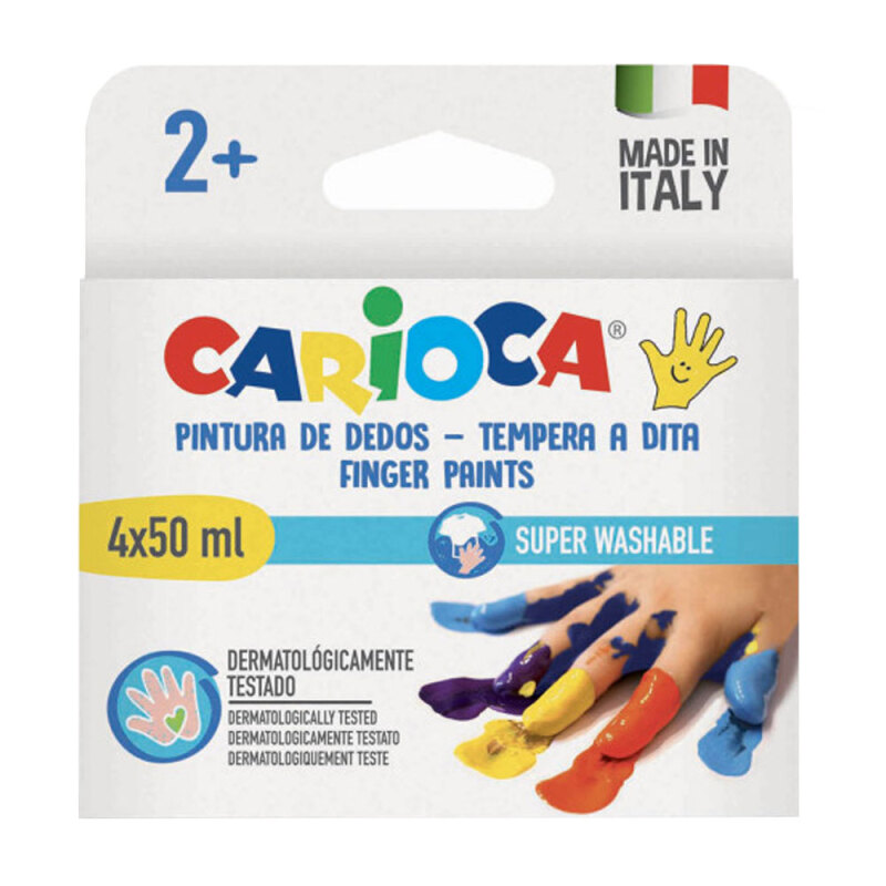 Carioca Bebek Parmak Boyası 4 Renk 4x50 ml Süper Yıkanabilir 2+ Yaş - 1