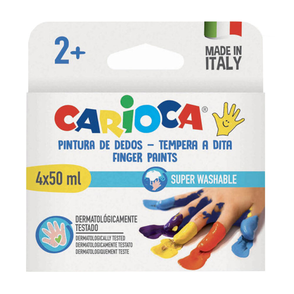 Carioca Bebek Parmak Boyası 4 Renk 4x50 ml Süper Yıkanabilir 2+ Yaş - 1