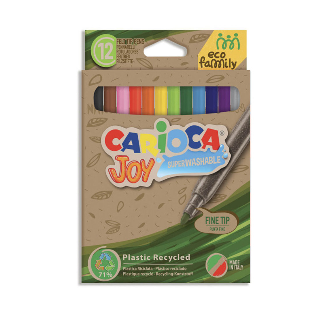 Carioca Eco Family Joy Süper Yıkanabilir Keçeli Boya Kalemi 12'Li - 1