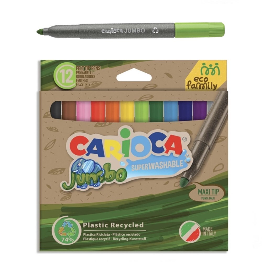 Carioca Eco Family Jumbo Süper Yıkanabilir Keçeli Boya Kalemi 12'Li - 1