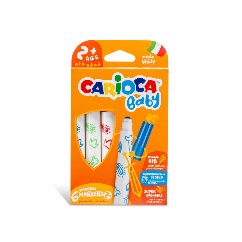 Carioca Jumbo Bebek Süper Yıkanabilir Keçeli Boya Kalemi 6'Lı +2 Yaş - 1