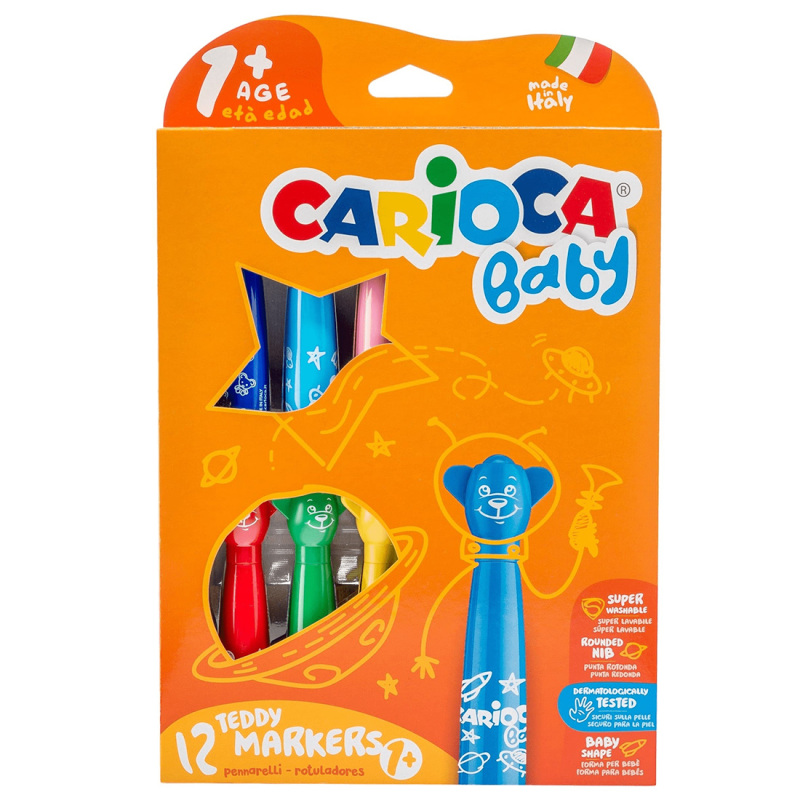 Carioca Teddy Jumbo Bebek Süper Yıkanabilir Keçeli Boya Kalemi 12'Li - 1