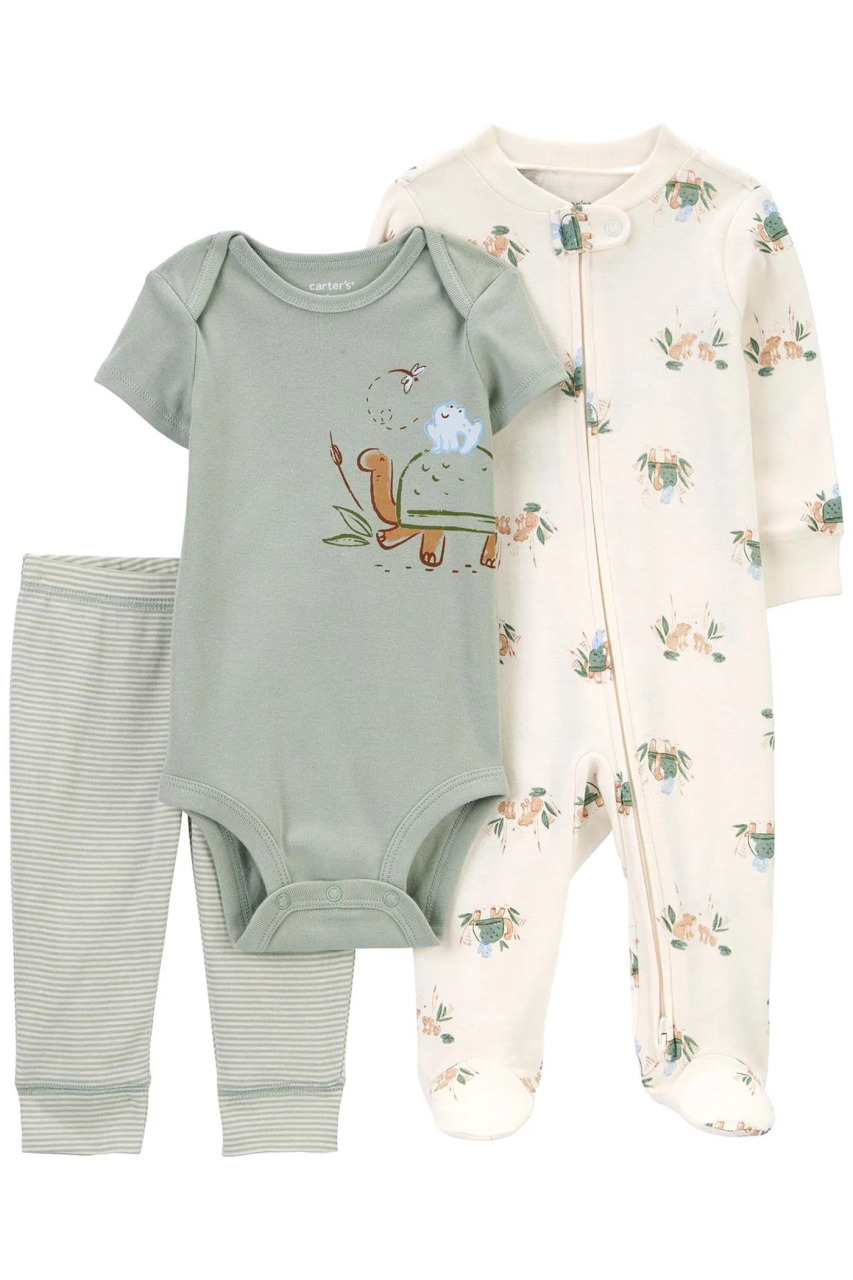 Carter's Erkek Bebek Tulum Body Pantolon Set 3'lü Paket 1R038110 Renkli - 1