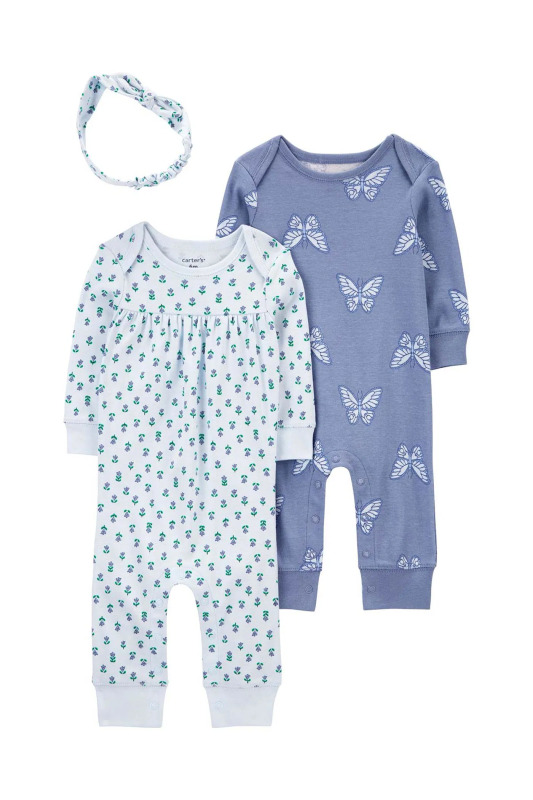 Carter's Kız Bebek Tulum Set 3'lü Paket 1R038610 Mavi - 1