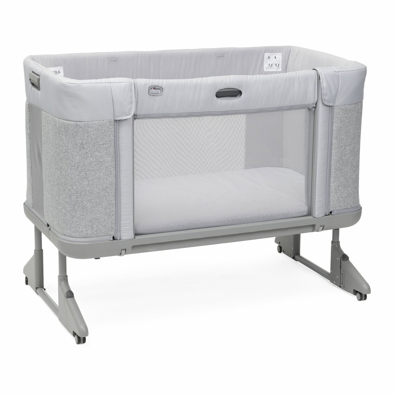 سرير أطفال Chicco Next2Me Forever Mother's Side من مجموعة Ash Gray Cross - 1