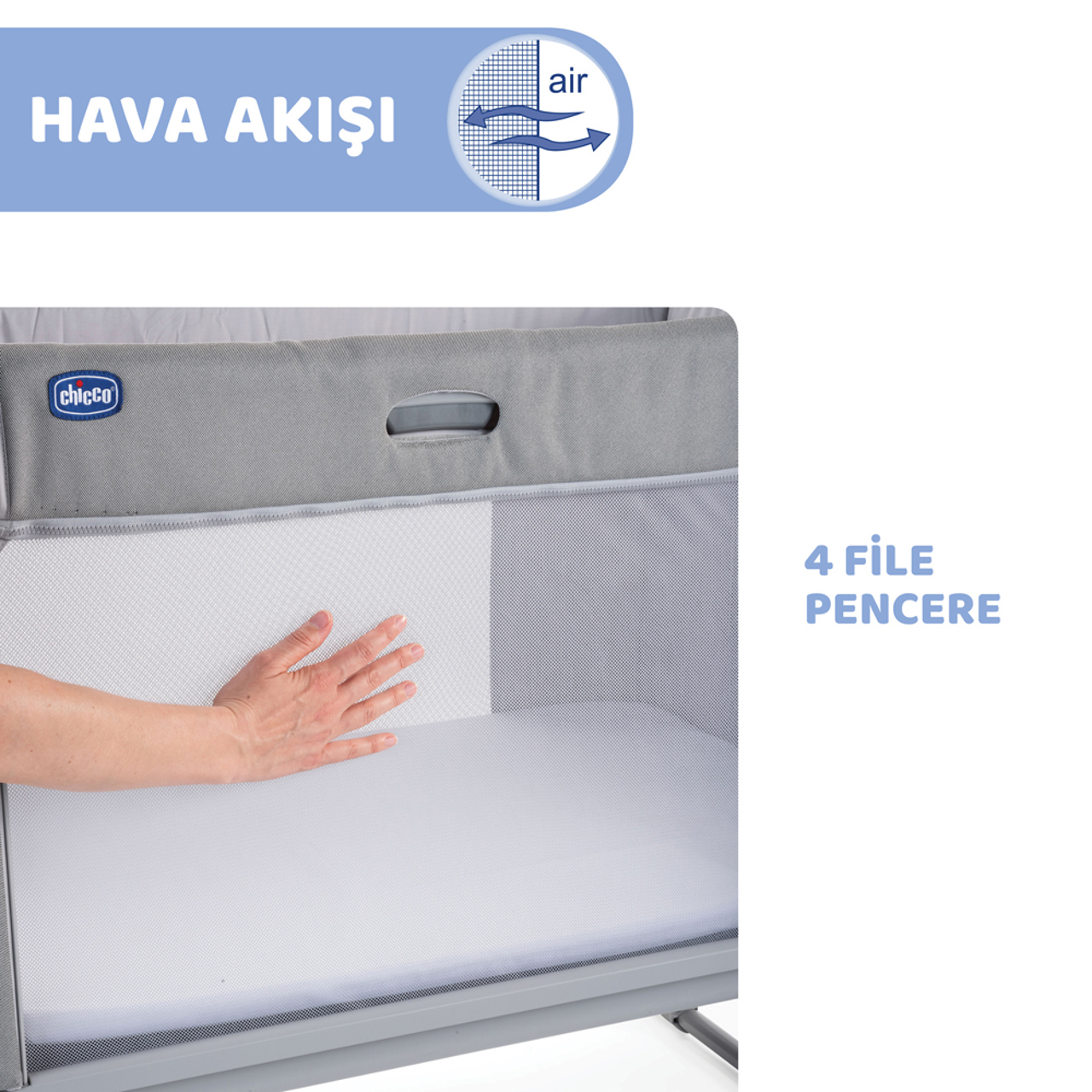 Chicco Next2Me Forever Anne Yanı Beşik Ash Grey Cross Collection - 9