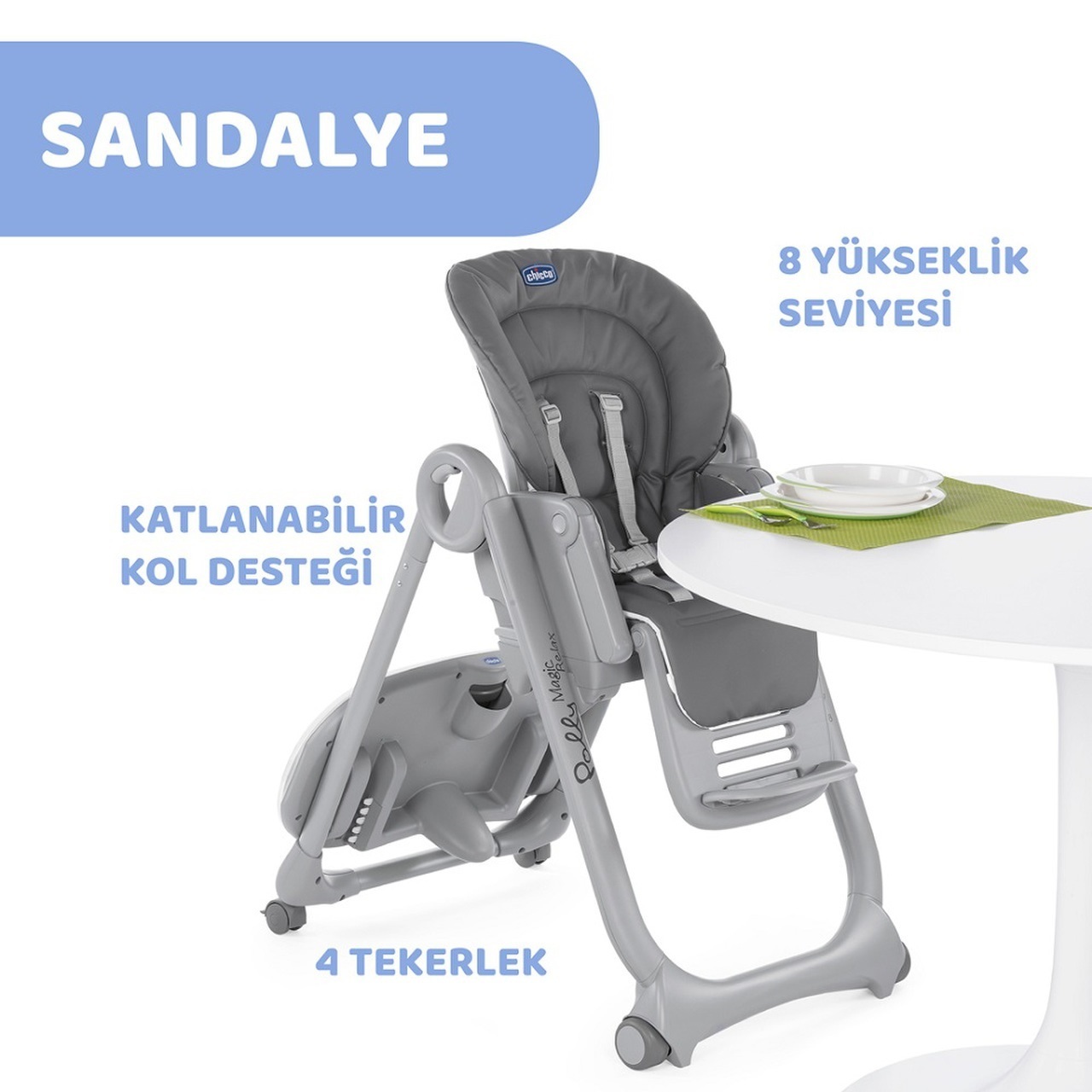Chicco Polly Magic Relax Mama Sandalyesi Grey Melange - 4