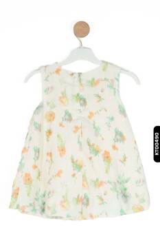 Çiçekli Kolsuzlu A-line Asterli Kız Çocuk Elbise 1-5 Yaş 35785 - 2
