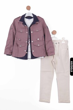 Çift Taraflı Giyilebilir Polo Yakalı Çıtçıtlı Erkek Çocuk Pantolon Takım 6-9 Yaş 13057 - 2