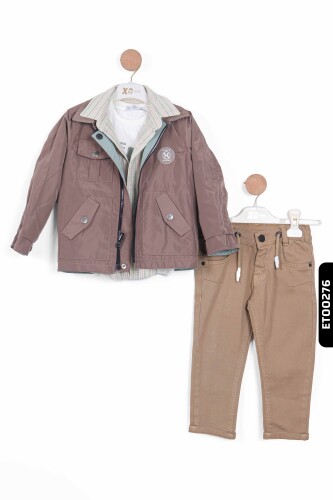 Çift Taraflı Giyilebilirli, Polo Yakalı, 4'lü Erkek Çocuk Pantolon Takım 2-5 Yaş 12066 - 3